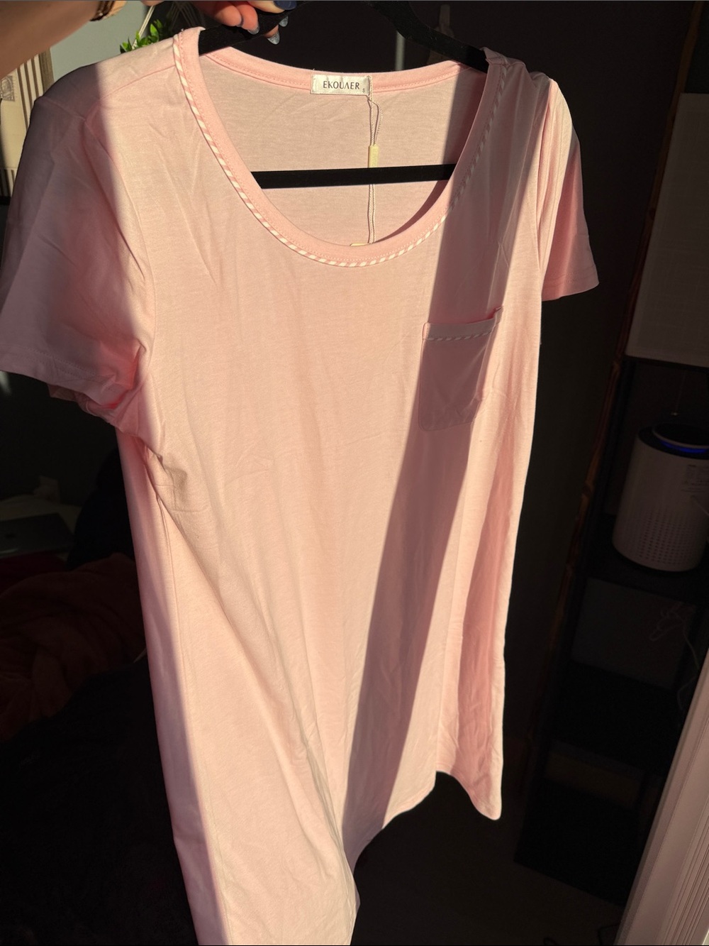Pink Short Sleeve Pocket Dress